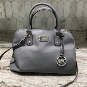 Michael Kors gray vinyl hand bag